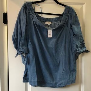 Loft on or off shoulder chambray top medium